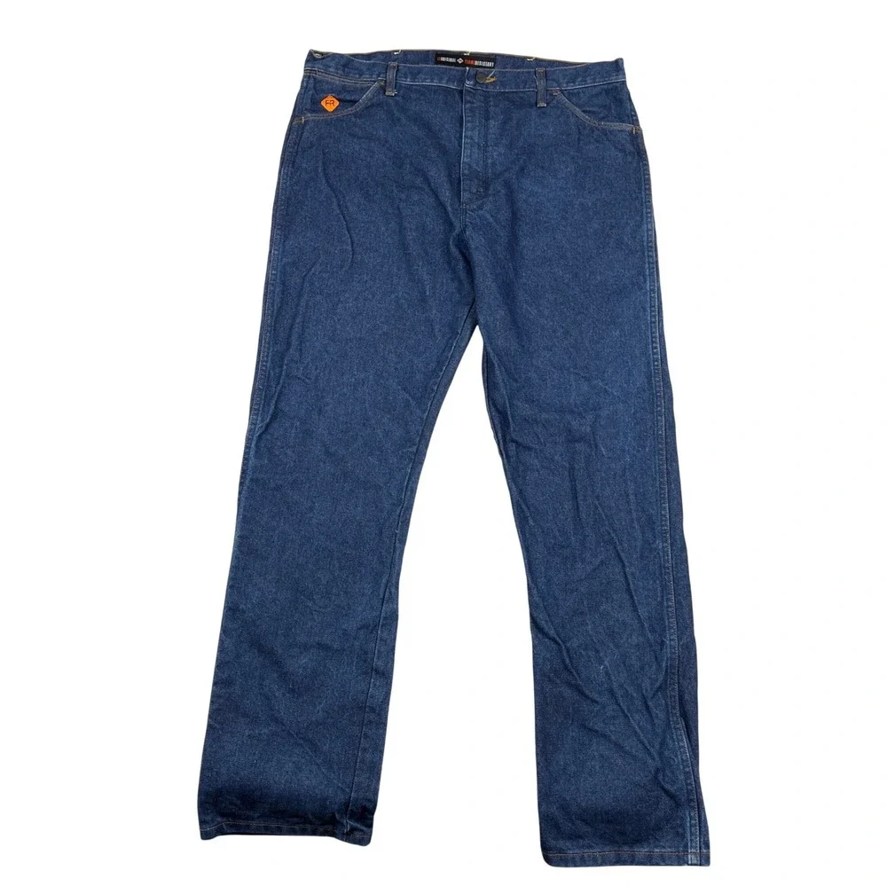Wrangler FR Jeans Mens 40x34 Blue Flame Resistant Cowboy Cut Workwear 13MWZ